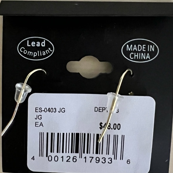 JanKuo 14k Gold-plated Black Onyx Flower Drop Earrings NWT - Picture 5 of 7